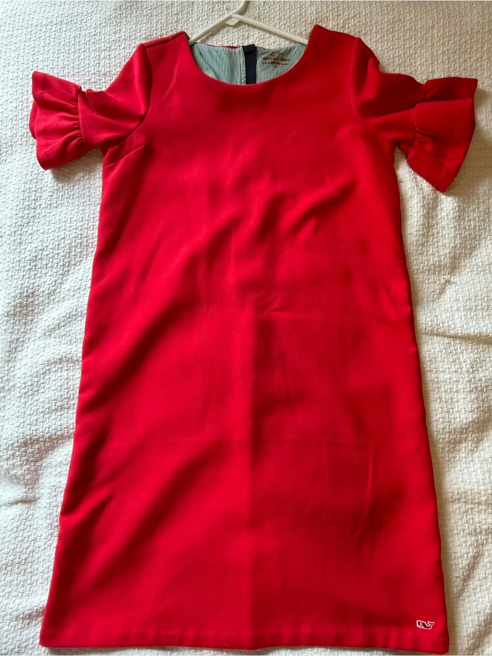 Vineyard Vines Red Ruffle Sleeve Shift Dress